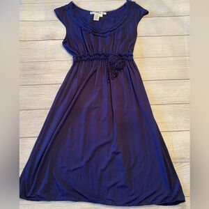 Blue Dress with Flowers at Waist